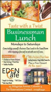 Businessman Lunch at Eden Café Srilanka