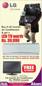 Buy 2 LG Inverter Air Conditioner & Get a LED TV Worth Rs. 39,990.00