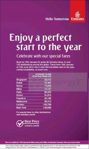 Emirates Special price for Booking till 10th January 2013