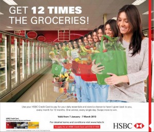Get 12 times the Groceries by Using HSBC Credit Cards