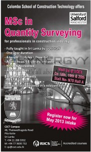 M.sc in Quantity Surveying by Colombo School of Construction Technology – New Intake for May 2013