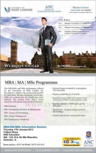 MBA, MA, MSc Degree Programme from ANC