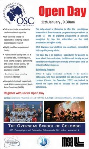 Overseas School of Colombo Open Day – 12th January 2013 at 9.30 Am