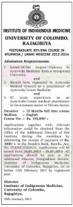 Postgraduate Diploma Course in Ayurveda Unani Medicine 2013-2014