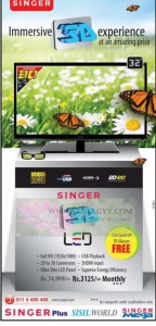 Singer 32” 3D LED TV for Rs. 74,999.00 – January 2013