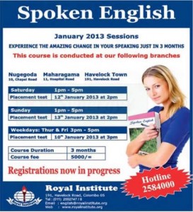 Spoken English New Intakes January 2013 – Royal Institute