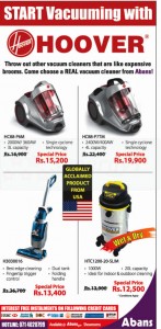 Hoover Vacuum Cleaner Special Sale from Abans- January 2013