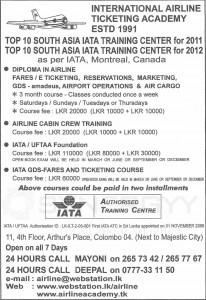 Cabin Crew Courses in Sri Lanka by International Airline Ticketing Academy