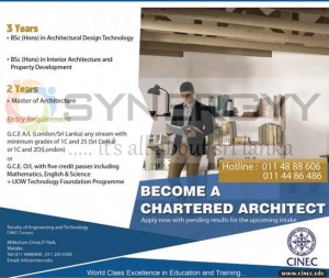 Chartered Architect and Architectural degree Programme from CINEC – February 2013