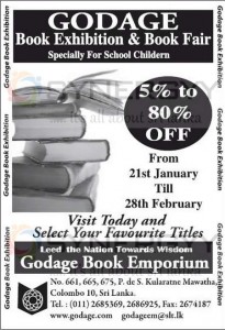 Godage Book Exhibition & Book Fair from 21st January to 28th February 2013
