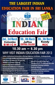 Indian Education Fair 2013 in Sri Lanka- from 2nd to 9th March 2013