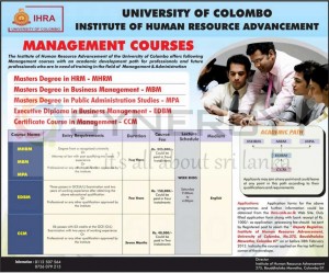 Institute of Human resource Advancement, University of Colombo – Course Details February 2013