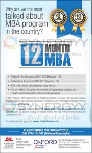 12 Month MBA from Oxford College in Srilanka