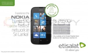 Nokia Lumia 510 Price is Rs. 28,500.00 and Easy payment scheme by Etisalat
