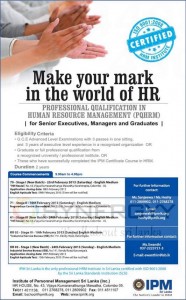 Professional Qualification in Human Resource Management (PQHRM) from IPM – February 2013 Intakes