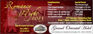 Romance Night 2013 – Valentine’s Day Special at Grand Oriental Hotel