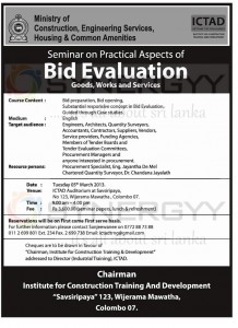Seminar on Practical Aspects of Bid Evaluation Goods, Works and Services by Ministry of Constructions, Engineering Service, Housing & Common Amenities