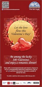 Shopping at ARPICO Supercentre and Win Romantic Dinner – Till 9th February 2013