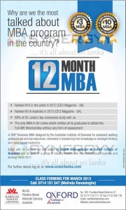 12 Month MBA Programme for Oxford College of Business – March 2013