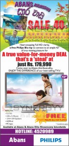 Abans New Year sale Discount upto 40% for 42” TV for Rs. 179,990.00 March 2013
