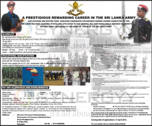 Applications call for Defence Degree Courses by Srilanka Military Academy