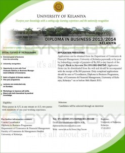 DIPLOMA IN BUSINESS 20132014 – University of Kelaniya