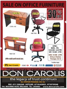 Don Carolis Furniture Sales -Sale on office furniture Discount Upto 30%