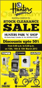 Hunters Park ‘N’ Shop Stock Clearance Sales 13th,14th and 15th March 2013