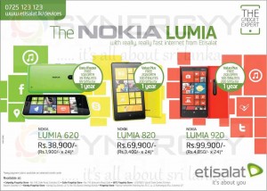 New Nokia Lumia 620,820, 920 Special Price and Instalment by Etisalat Sri Lanka