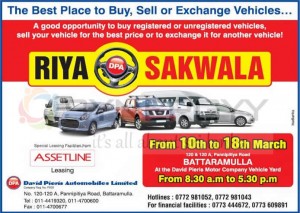 Riya Sakwala Vehicle Exchange Offers from David Pieris Automobile Limited - 10th to 18th March 2013