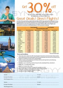 Sri Lankan Air Lines 30% Off for Online destination on pre form – 27th to 30th at Dharmasoka College, Ambalangoda
