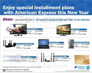American Express Credit Card special price from Abans from 19th March to 30th April 2013