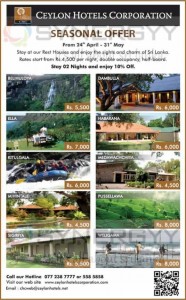 Ceylon Hotel Corporation seasonal Offer from 24th April to 31st May 2013