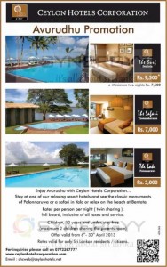 Ceylon Hotels Corporation’s Avurudu Promotions from 6th to 30th April 2013