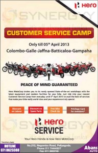 Hero Customer Service Camp – Discounts on Service Till 5th April 2013