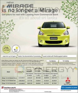 Mitsubishi Mirage for Rs. 3,515,000.00 upwards – April 2013