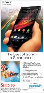 Sony Smartphone for Rs. 94,290.00 upwards – April 2013
