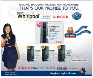 Whirlpool Refrigerator Prices starts from Rs. 63,999.00 onwards – April 2013