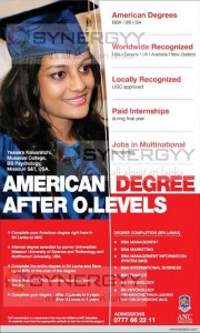 American Degrees Programmes after OLevels in Sri Lanka