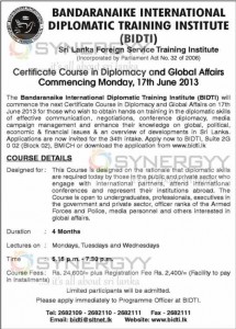 Certificate Course in Diplomacy and Global Affairs by (BIDTI)