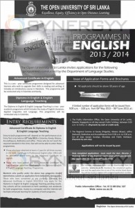 Certificate and Diploma in English and English Language Teaching Programme from Open University of Sri Lanka – Enrolment calls