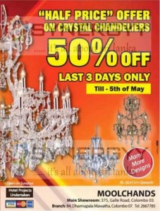 Crystal Chandeliers for Half price till 5th May 2013