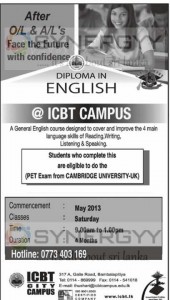 Diploma in English by ICBT Campus – May 2013