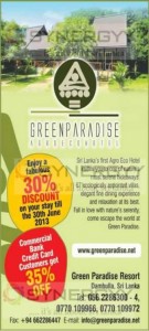 Green Paradise Discounts upto 35% till June 2013
