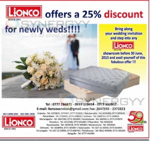 Lionco Mattresses for25% Discount – Valid till 30th June 2013