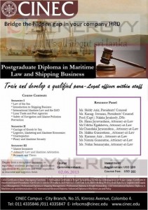 Postgraduate Diploma in Maritime Law and Shipping Business – CINEC
