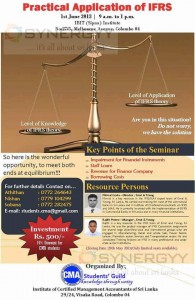 Seminar on practical application of IFRS by CMA Student Guild on 1st June 2013