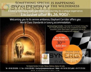 Special offer for Elephant Corridor in Sigiriya at 30th June 2013