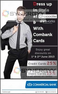 Upto 25% Discount for Crocodile & Shirt Works on 1st and 2nd June 2012 for Combank Cards