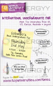 World University Tour – an International Undergraduate Fair in Colombo on 2nd May 2013